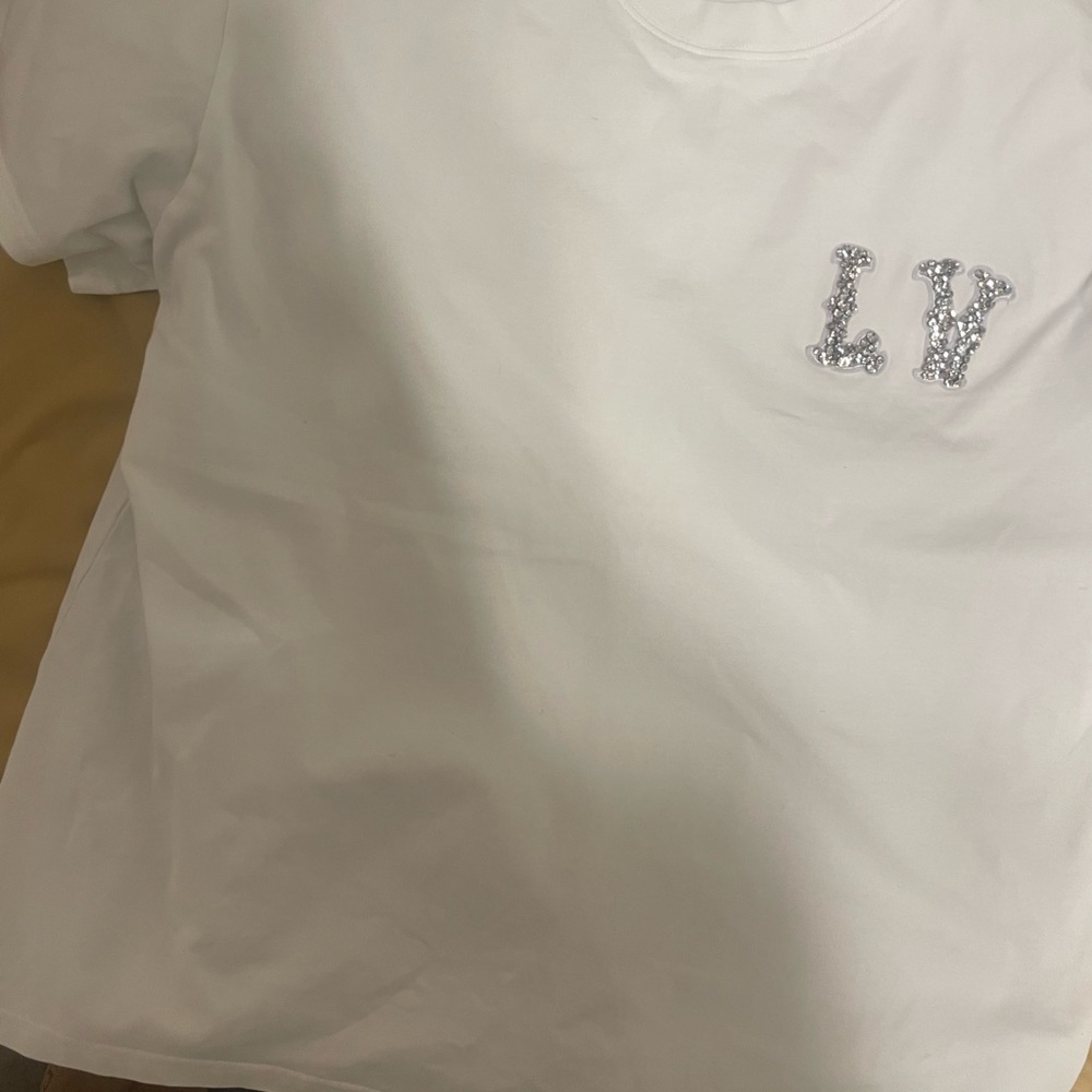 White T-Shirt with Silver Embellishments